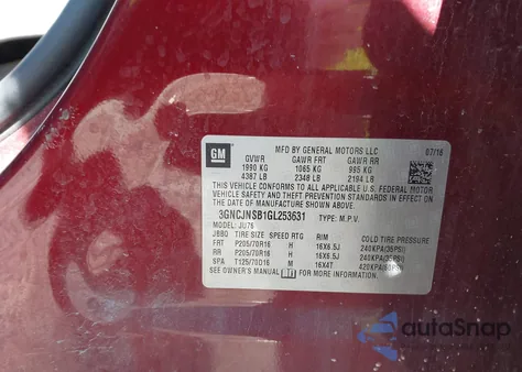 2016 Chevrolet Trax 1Ls from USA, damaged, VIN 3GNCJNSB1GL253631